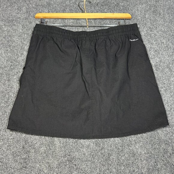 Eddie Bauer Tulip Hem Skort Womens Medium Black Nylon Stretch Pull On Pocket - Picture 5 of 7